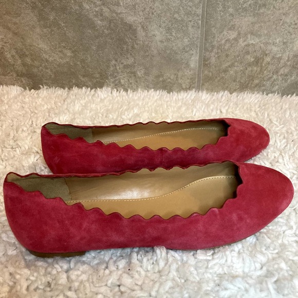 J. Crew Shoes - J Crew Suede Scalloped Ballet Flats Women's Size 10.5